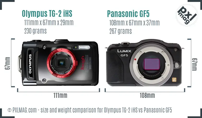 Olympus TG-2 iHS vs Panasonic GF5 size comparison