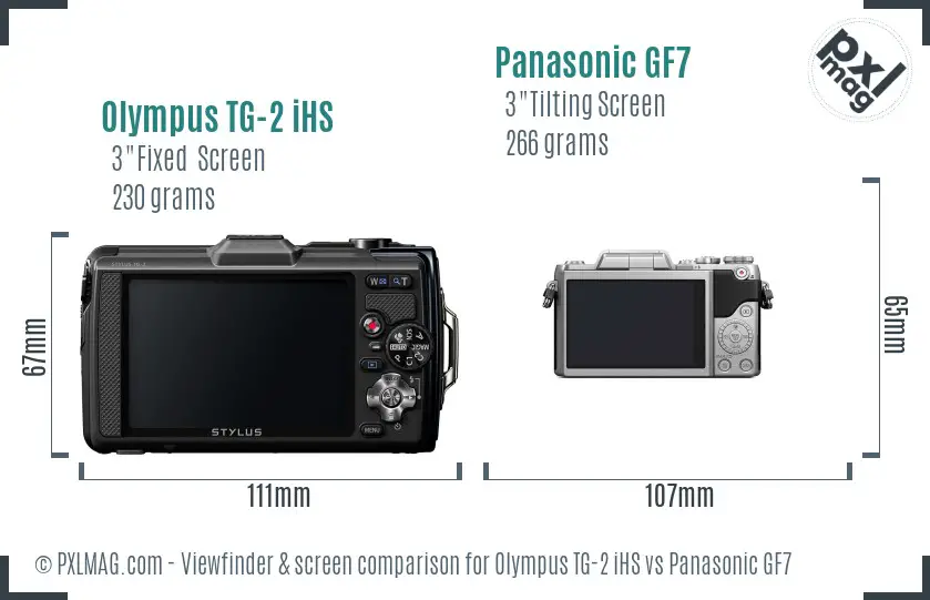 Olympus TG-2 iHS vs Panasonic GF7 Screen and Viewfinder comparison