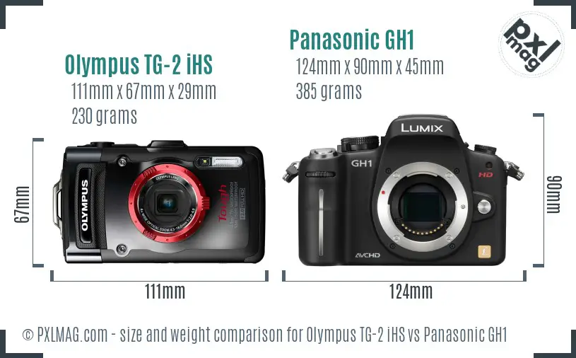 Olympus TG-2 iHS vs Panasonic GH1 size comparison Olympus TG-2 iHS vs Panasonic GH1 size comparison