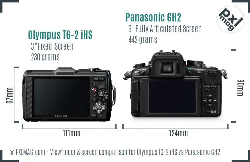 Olympus TG-2 iHS vs Panasonic GH2 Screen and Viewfinder comparison