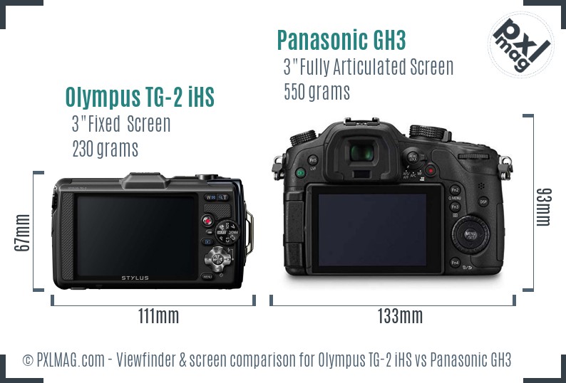 Olympus TG-2 iHS vs Panasonic GH3 Screen and Viewfinder comparison