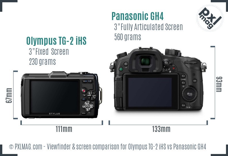 Olympus TG-2 iHS vs Panasonic GH4 Screen and Viewfinder comparison