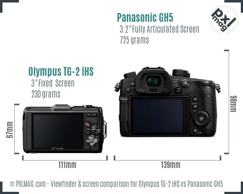 Olympus TG-2 iHS vs Panasonic GH5 Screen and Viewfinder comparison Olympus TG-2 iHS vs Panasonic GH5 Screen and Viewfinder comparison