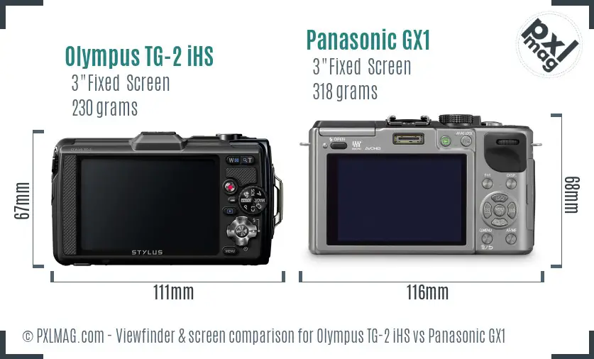 Olympus TG-2 iHS vs Panasonic GX1 Screen and Viewfinder comparison