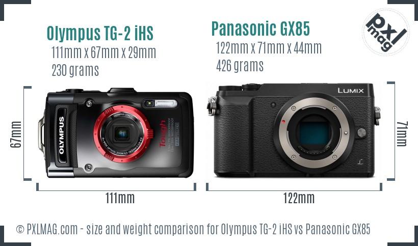 Olympus TG-2 iHS vs Panasonic GX85 size comparison Olympus TG-2 iHS vs Panasonic GX85 size comparison