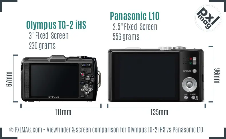 Olympus TG-2 iHS vs Panasonic L10 Screen and Viewfinder comparison