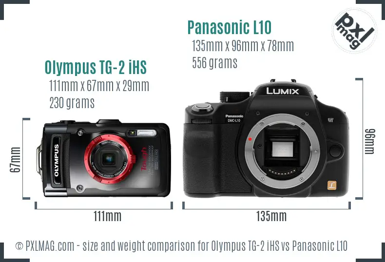 Olympus TG-2 iHS vs Panasonic L10 size comparison