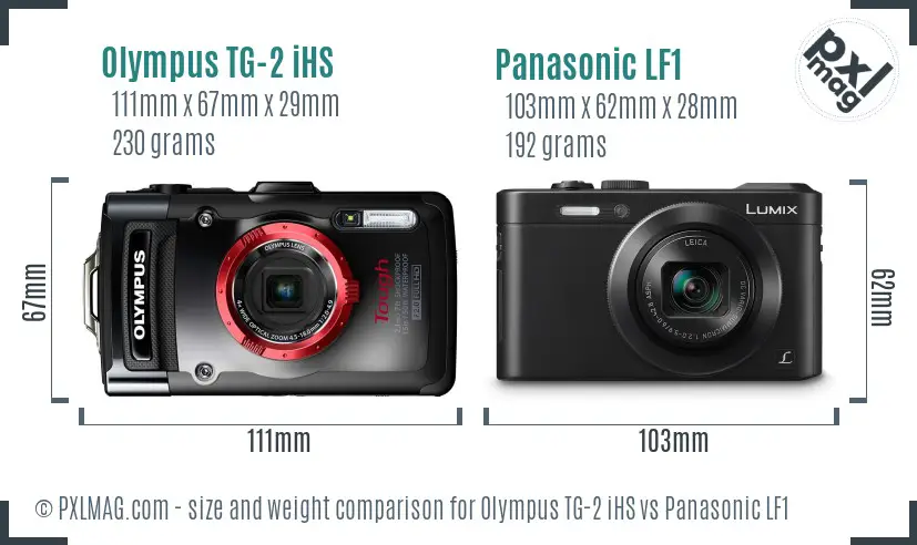 Olympus TG-2 iHS vs Panasonic LF1 size comparison
