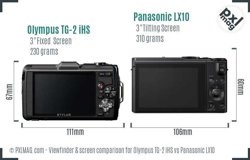 Olympus TG-2 iHS vs Panasonic LX10 Screen and Viewfinder comparison