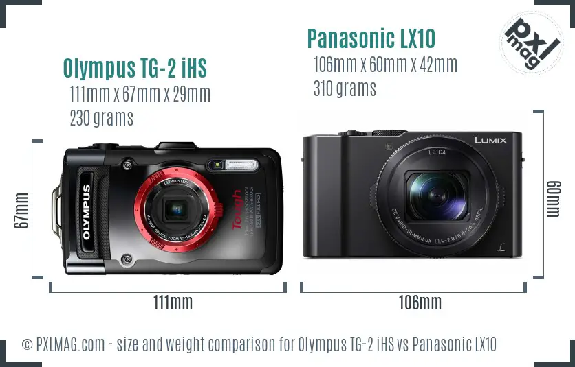 Olympus TG-2 iHS vs Panasonic LX10 size comparison