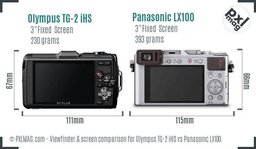 Olympus TG-2 iHS vs Panasonic LX100 Screen and Viewfinder comparison