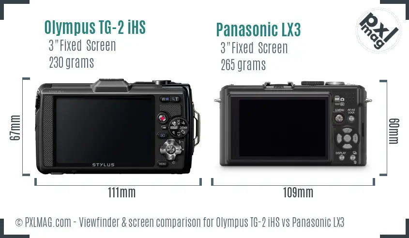 Olympus TG-2 iHS vs Panasonic LX3 Screen and Viewfinder comparison