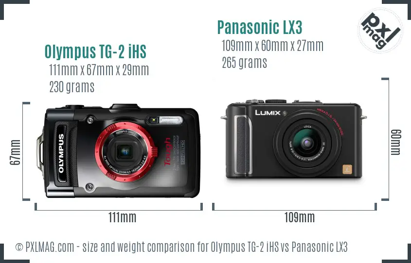 Olympus TG-2 iHS vs Panasonic LX3 size comparison
