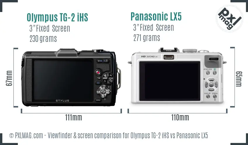 Olympus TG-2 iHS vs Panasonic LX5 Screen and Viewfinder comparison Olympus TG-2 iHS vs Panasonic LX5 Screen and Viewfinder comparison