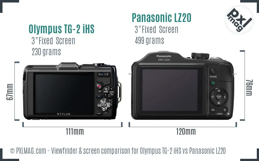 Olympus TG-2 iHS vs Panasonic LZ20 Screen and Viewfinder comparison