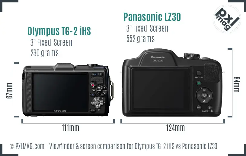 Olympus TG-2 iHS vs Panasonic LZ30 Screen and Viewfinder comparison
