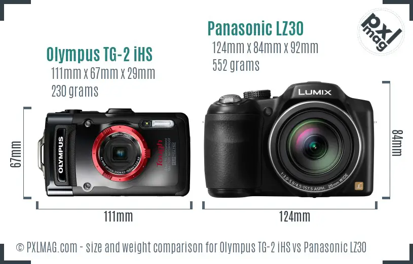 Olympus TG-2 iHS vs Panasonic LZ30 size comparison