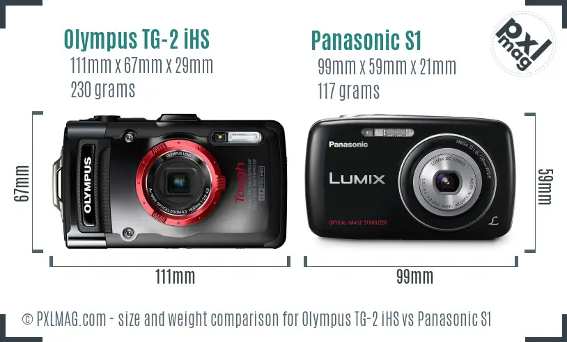 Olympus TG-2 iHS vs Panasonic S1 size comparison