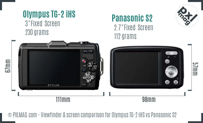 Olympus TG-2 iHS vs Panasonic S2 Screen and Viewfinder comparison