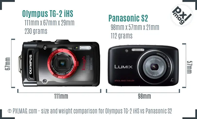 Olympus TG-2 iHS vs Panasonic S2 size comparison
