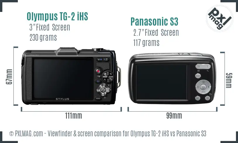 Olympus TG-2 iHS vs Panasonic S3 Screen and Viewfinder comparison