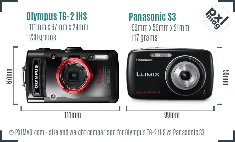 Olympus TG-2 iHS vs Panasonic S3 size comparison