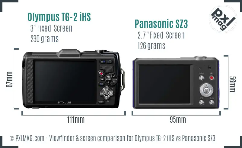 Olympus TG-2 iHS vs Panasonic SZ3 Screen and Viewfinder comparison