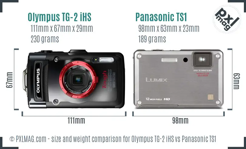 Olympus TG-2 iHS vs Panasonic TS1 size comparison