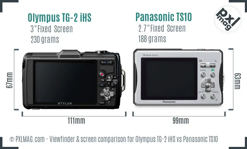 Olympus TG-2 iHS vs Panasonic TS10 Screen and Viewfinder comparison