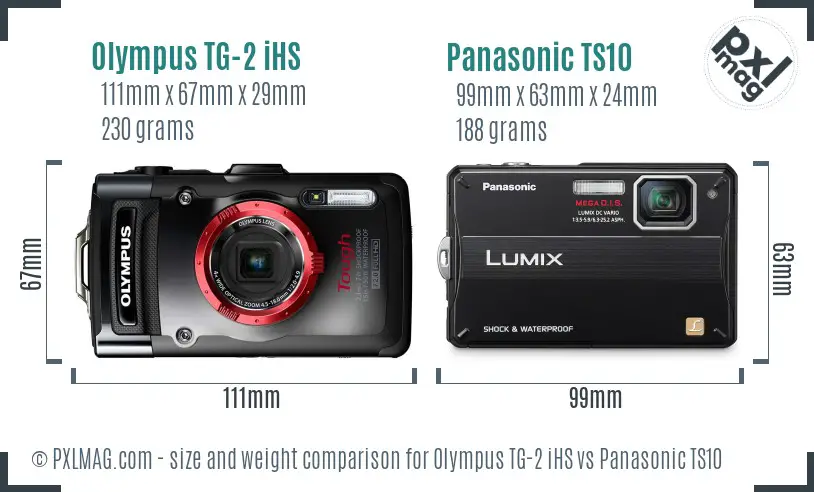 Olympus TG-2 iHS vs Panasonic TS10 size comparison