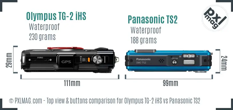Olympus TG-2 iHS vs Panasonic TS2 top view buttons comparison