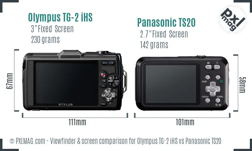 Olympus TG-2 iHS vs Panasonic TS20 Screen and Viewfinder comparison