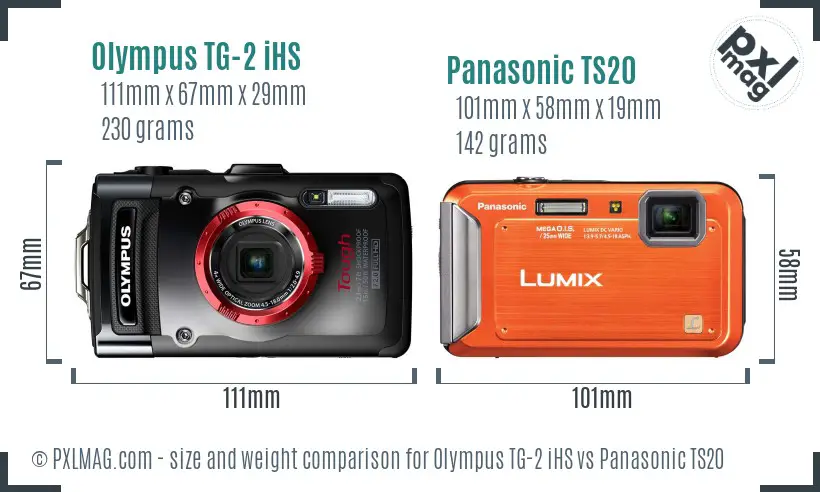 Olympus TG-2 iHS vs Panasonic TS20 size comparison