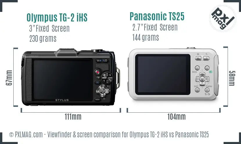 Olympus TG-2 iHS vs Panasonic TS25 Screen and Viewfinder comparison