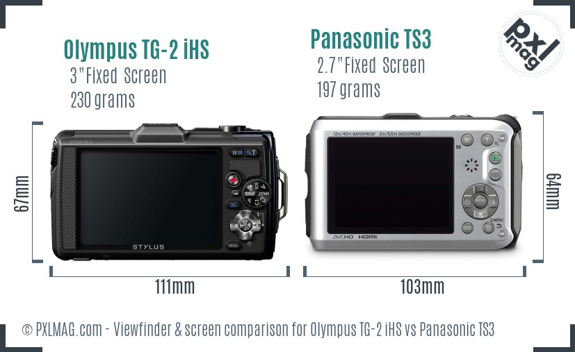 Olympus TG-2 iHS vs Panasonic TS3 Screen and Viewfinder comparison