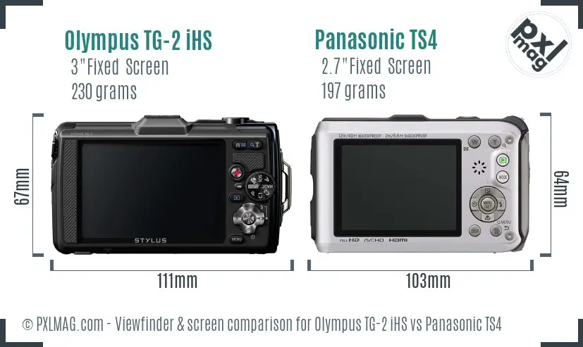 Olympus TG-2 iHS vs Panasonic TS4 Screen and Viewfinder comparison