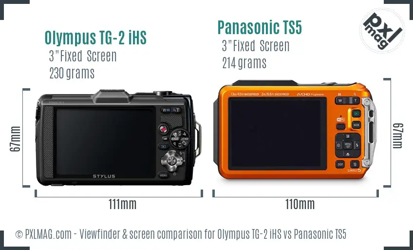Olympus TG-2 iHS vs Panasonic TS5 Screen and Viewfinder comparison