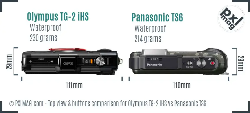 Olympus TG-2 iHS vs Panasonic TS6 top view buttons comparison