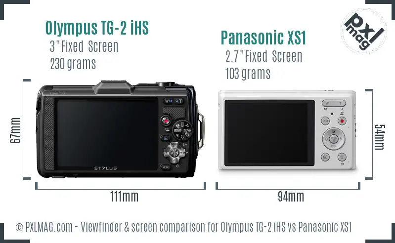Olympus TG-2 iHS vs Panasonic XS1 Screen and Viewfinder comparison