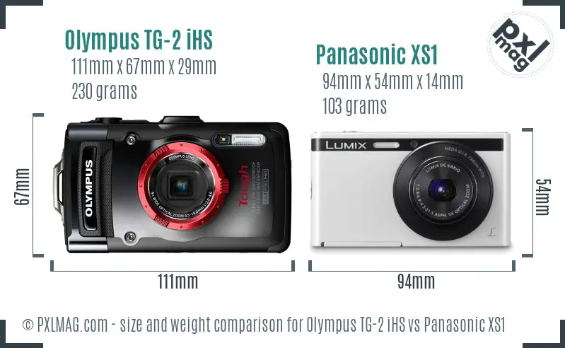 Olympus TG-2 iHS vs Panasonic XS1 size comparison