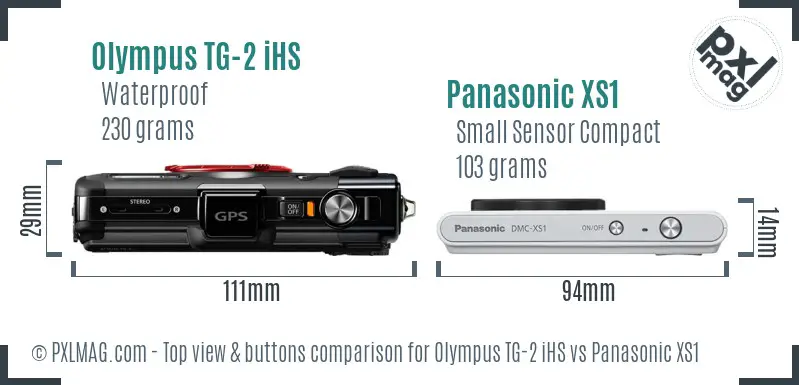 Olympus TG-2 iHS vs Panasonic XS1 top view buttons comparison