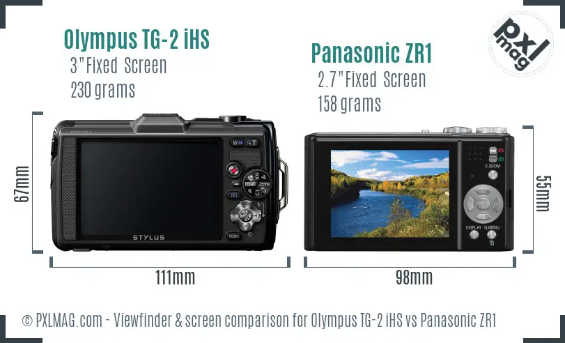 Olympus TG-2 iHS vs Panasonic ZR1 Screen and Viewfinder comparison