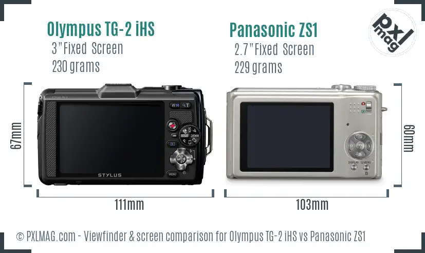 Olympus TG-2 iHS vs Panasonic ZS1 Screen and Viewfinder comparison