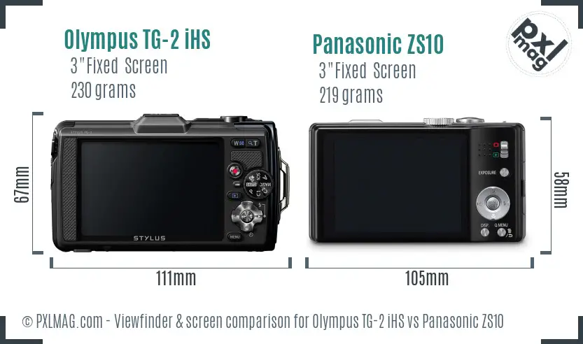 Olympus TG-2 iHS vs Panasonic ZS10 Screen and Viewfinder comparison