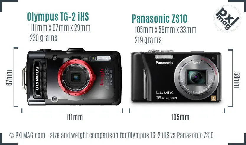 Olympus TG-2 iHS vs Panasonic ZS10 size comparison
