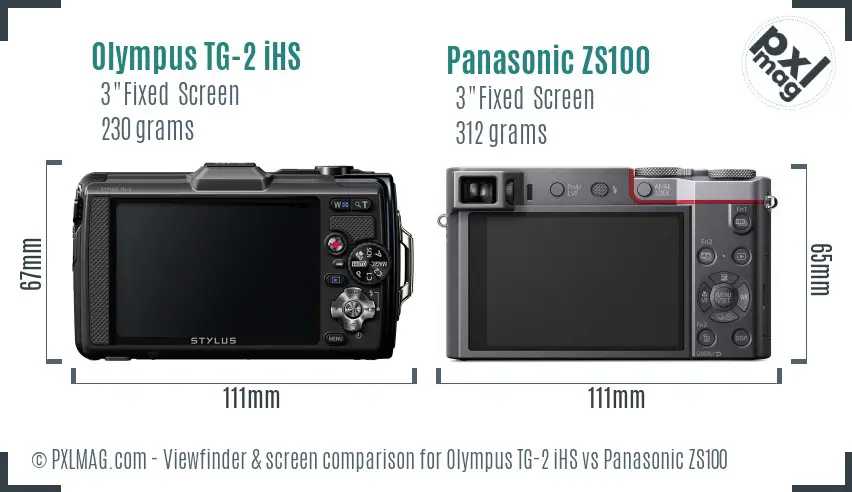 Olympus TG-2 iHS vs Panasonic ZS100 Screen and Viewfinder comparison