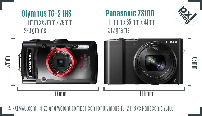 Olympus TG-2 iHS vs Panasonic ZS100 size comparison