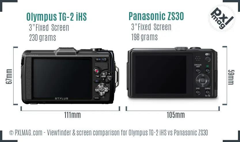Olympus TG-2 iHS vs Panasonic ZS30 Screen and Viewfinder comparison