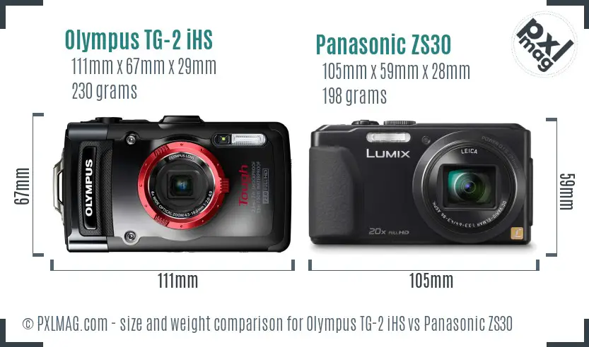 Olympus TG-2 iHS vs Panasonic ZS30 size comparison