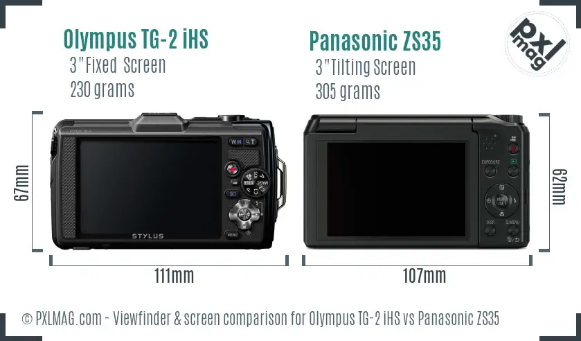 Olympus TG-2 iHS vs Panasonic ZS35 Screen and Viewfinder comparison Olympus TG-2 iHS vs Panasonic ZS35 Screen and Viewfinder comparison